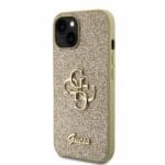 Guess PU Fixed Glitter 4G Metal Logo Gold Kryt iPhone 15