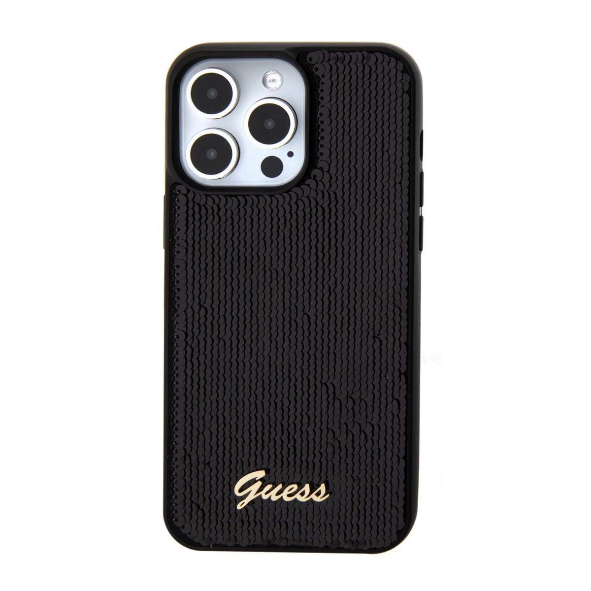 Guess Sequin Script Logo Black Kryt iPhone 15 Pro