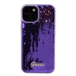 Guess Sequin Script Logo Purple Kryt iPhone 15