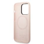 Guess Silicone Metal Logo MagSafe Pink Kryt iPhone 14 Pro