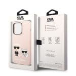 Karl Lagerfeld and Choupette Liquid Silicone Pink Kryt iPhone 14 Pro