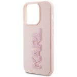 Karl Lagerfeld KLHCP15L3DMBKCP Pink Hardcase 3D Rubber Glitter Logo Kryt iPhone 15 Pro
