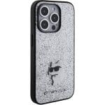 Karl Lagerfeld KLHCP15LGCNPSG Silver Hardcase Fixed Glitter Choupette Logo Metal Pin Kryt iPhone 15 Pro