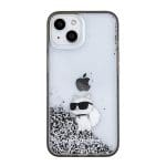 Karl Lagerfeld KLHCP15SLKCNSK Transparent Hardcase Liquid Glitter Choupette Kryt iPhone 15