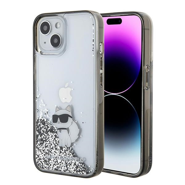 Karl Lagerfeld KLHCP15SLKCNSK Transparent Hardcase Liquid Glitter Choupette Kryt iPhone 15