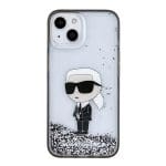 Karl Lagerfeld KLHCP15SLKKNSK Transparent Hardcase Liquid Glitter Ikonik Kryt iPhone 15