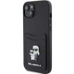Karl Lagerfeld KLHCP15SSAPKCNPK Black Hardcase Saffiano Cardslot Karl&Choupette Metal Pin Kryt iPhone 15