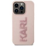 Karl Lagerfeld KLHCP15X3DMBKCP Pink Hardcase 3D Rubber Glitter Logo Kryt iPhone 15 Pro Max