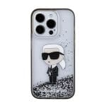 Karl Lagerfeld KLHCP15XLKKNSK Transparent Hardcase Liquid Glitter Ikonik Kryt iPhone 15 Pro Max