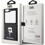 Karl Lagerfeld KLHCZF5SAPKINPK Hardcase Black Saffiano Monogram Ikonik Pin Kryt Samsung Galaxy Z Flip 5