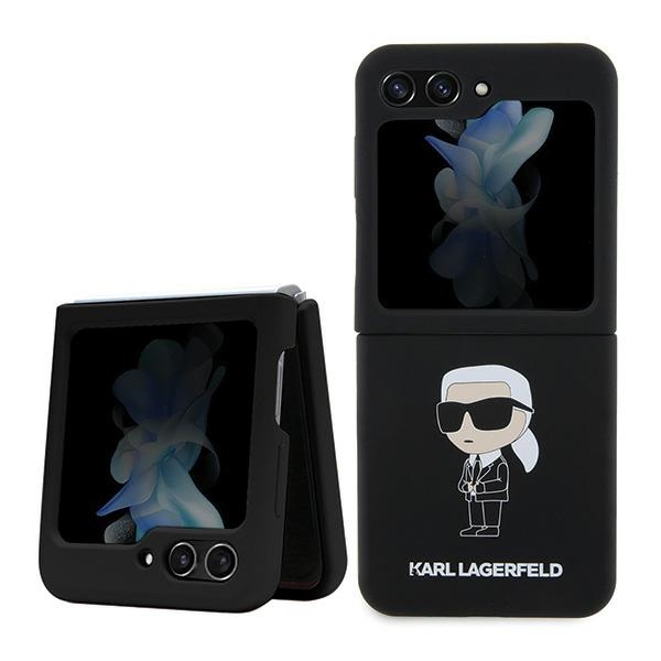 Karl Lagerfeld KLHCZF5SNIKBCK Hardcase Black Silicone Ikonik Kryt Samsung Galaxy Z Flip 5
