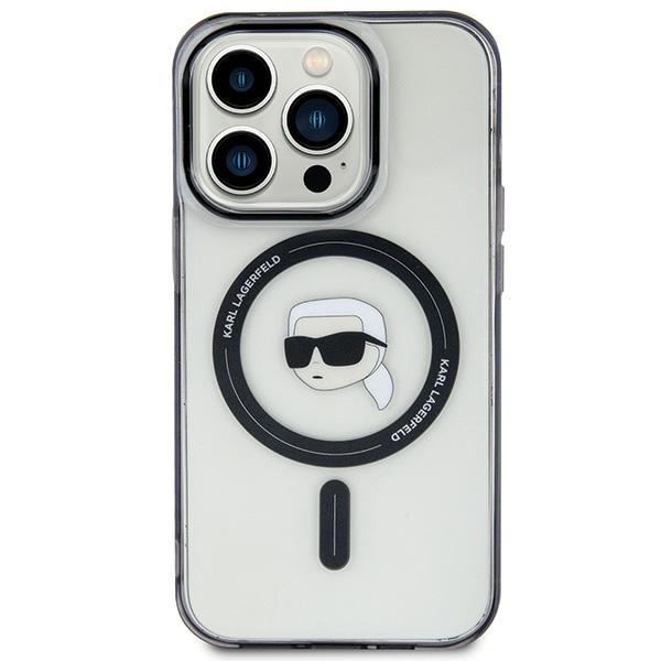 Karl Lagerfeld KLHMP15SHKHNOTK Transparent Hardcase IML Karl`s Head MagSafe Kryt iPhone 15