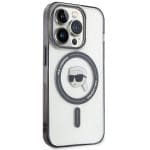 Karl Lagerfeld KLHMP15XHKHNOTK Transparent Hardcase IML Karl`s Head MagSafe Kryt iPhone 15 Pro Max