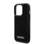 Karl Lagerfeld Rhinestone Plate Metal Logo Black Kryt iPhone 15 Pro
