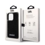 Karl Lagerfeld Rhinestone Plate Metal Logo Black Kryt iPhone 15 Pro