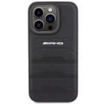 Mercedes AMG AMHCP15LGSEBK Black Hardcase Leather Debossed Lines Kryt iPhone 15 Pro