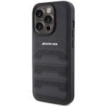 Mercedes AMG AMHCP15XGSEBK Black Hardcase Leather Debossed Lines Kryt iPhone 15 Pro Max