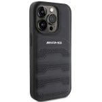 Mercedes AMG AMHCP15XGSEBK Black Hardcase Leather Debossed Lines Kryt iPhone 15 Pro Max