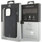 Mercedes MEHMP15X23RCMK Black Hardcase Smooth Leather MagSafe Kryt iPhone 15 Pro Max