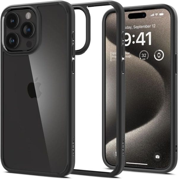 Spigen Ultra Hybrid Matte Black Kryt iPhone 15 Pro