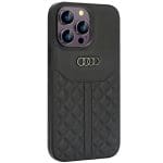 Audi Genuine Leather Black Hardcase AU-TPUPCIP14PM-Q8/D1-BK Kryt iPhone 14 Pro Max