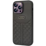 Audi Genuine Leather Black Hardcase AU-TPUPCIP14PM-Q8/D1-BK Kryt iPhone 14 Pro Max
