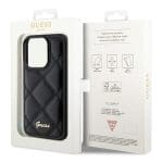 Guess GUHCP15XPSQSQSK Black Hardcase Quilted Metal Logo Kryt iPhone 15 Pro Max