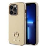 Guess PU 4G Strass Metal Logo Gold Kryt iPhone 15 Pro Max