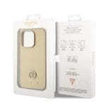 Guess PU 4G Strass Metal Logo Gold Kryt iPhone 15 Pro Max