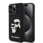 Karl Lagerfeld 3D Rubber Karl and Choupette Black Kryt iPhone 15 Pro Max