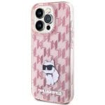 Karl Lagerfeld KLHCP15LHNCMKLP Pink Hardcase Monogram Choupette Kryt iPhone 15 Pro