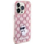 Karl Lagerfeld KLHCP15LHNCMKLP Pink Hardcase Monogram Choupette Kryt iPhone 15 Pro