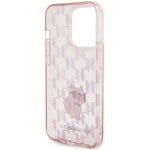 Karl Lagerfeld KLHCP15LHNCMKLP Pink Hardcase Monogram Choupette Kryt iPhone 15 Pro