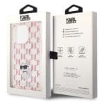 Karl Lagerfeld KLHCP15LHNCMKLP Pink Hardcase Monogram Choupette Kryt iPhone 15 Pro