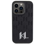 Karl Lagerfeld KLHCP15LPKLPKLK Black Hardcase Leather Monogram Hot Stamp Metal Logo Kryt iPhone 15 Pro
