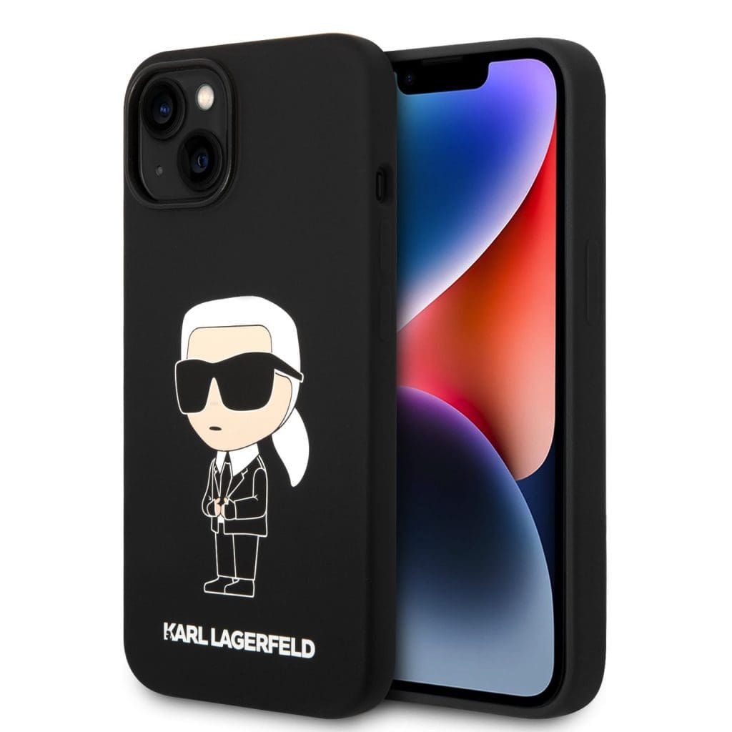 Karl Lagerfeld Liquid Silicone Ikonik NFT Black Kryt iPhone 15