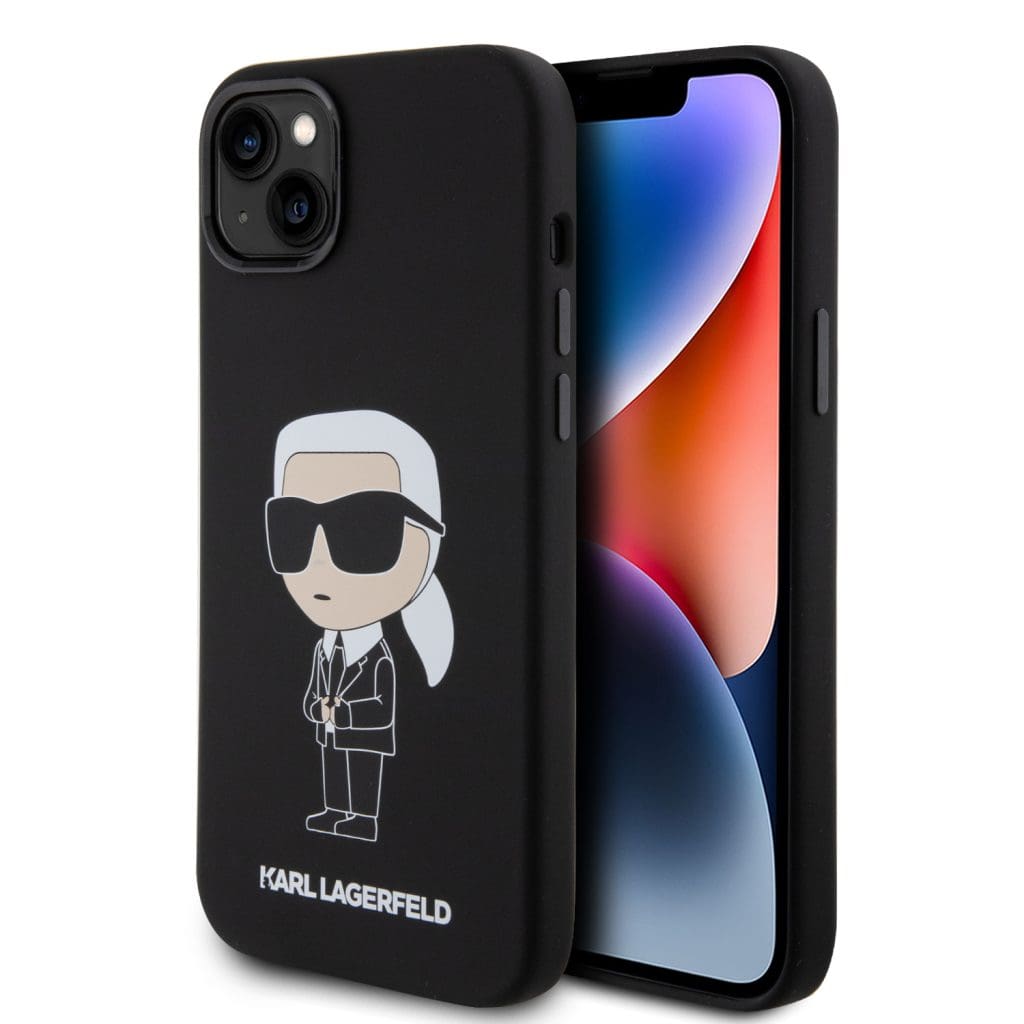 Karl Lagerfeld Liquid Silicone Ikonik NFT Black Kryt iPhone 15 Plus