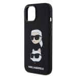 Karl Lagerfeld Liquid Silicone Karl and Choupette Heads Black Kryt iPhone 15