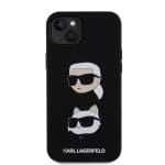 Karl Lagerfeld Liquid Silicone Karl and Choupette Heads Black Kryt iPhone 15 Plus