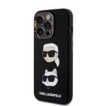 Karl Lagerfeld Liquid Silicone Karl and Choupette Heads Black Kryt iPhone 15 Pro