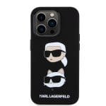 Karl Lagerfeld Liquid Silicone Karl and Choupette Heads Black Kryt iPhone 15 Pro