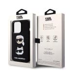 Karl Lagerfeld Liquid Silicone Karl and Choupette Heads Black Kryt iPhone 15 Pro