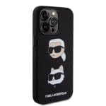 Karl Lagerfeld Liquid Silicone Karl and Choupette Heads Black Kryt iPhone 15 Pro Max