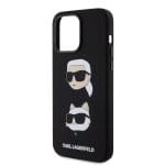 Karl Lagerfeld Liquid Silicone Karl and Choupette Heads Black Kryt iPhone 15 Pro Max
