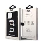 Karl Lagerfeld Liquid Silicone Karl and Choupette Heads Black Kryt iPhone 15 Pro Max
