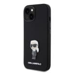 Karl Lagerfeld Liquid Silicone Metal Ikonik Black Kryt iPhone 15