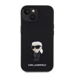 Karl Lagerfeld Liquid Silicone Metal Ikonik Black Kryt iPhone 15