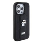 Karl Lagerfeld Saffiano Grip Stand Metal Logo Black Kryt iPhone 15 Pro Max