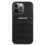 AMG AMHCP13LGSEBK Black Hardcase Leather Debossed Lines Kryt iPhone 13 Pro