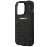 AMG AMHMP14LOSDBK Black Hardcase Leather Curved Lines Magsafe Kryt iPhone 14 Pro